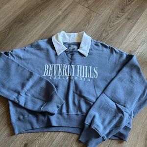 Hollister Blue Crewneck Sweater with White Collar